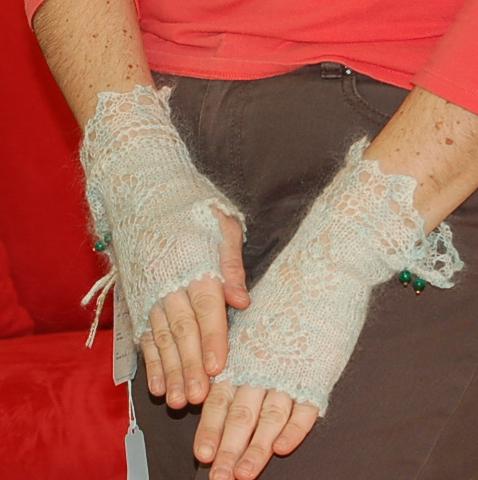 Jocre Arts Fingerless Mittens - Seafoam 1