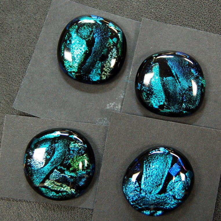 Cheryl Kumiski Fused Glass Button 1-Inch Blue-G...