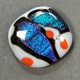 Cheryl Kumiski Fused Glass Button 1-Inch Blue-Green-Colors