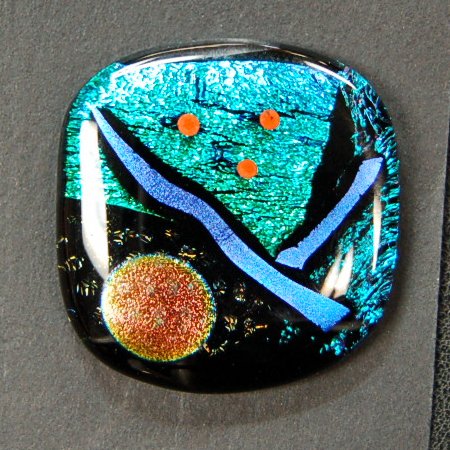Cheryl Kumiski Fused Glass Button 1.5-Inch Blue...