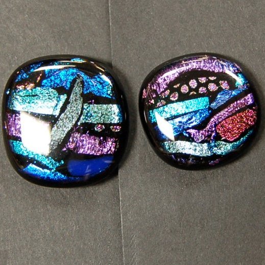 Cheryl Kumiski Fused Glass Button 1-Inch Jewel Tones