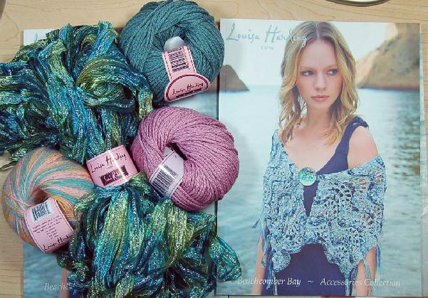 Louisa Harding Periwinkle Shawl Kit in Green/Pink