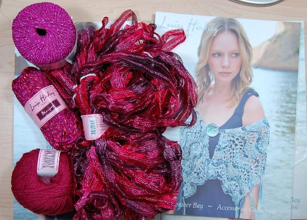 Louisa Harding Periwinkle Shawl Kit in Red/Pink