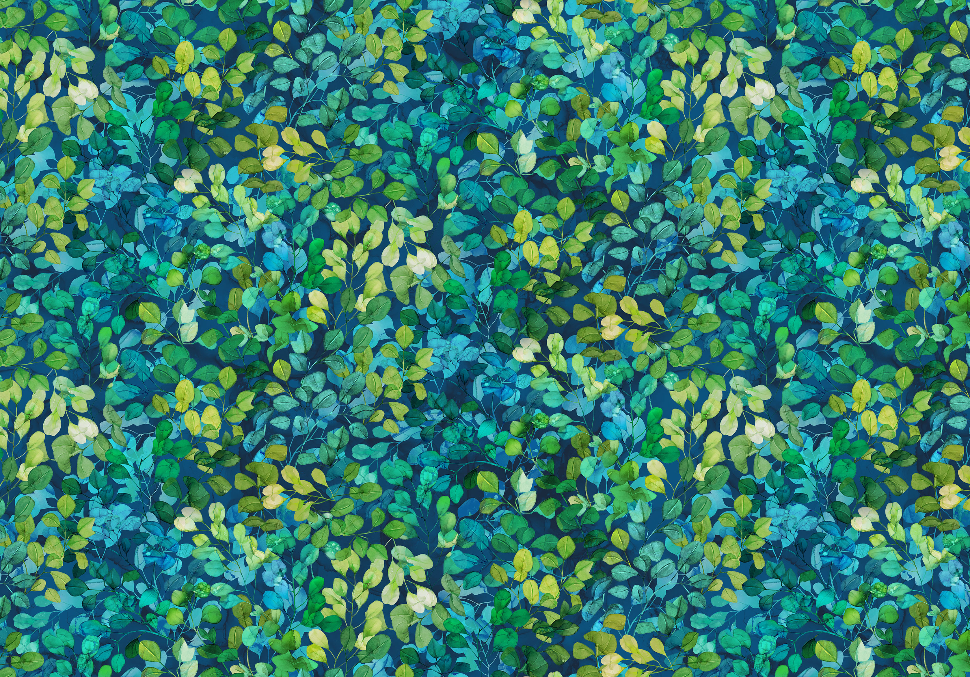 Modern Light Fabric from Northcott - Packed Leaf - Blue Multi - 25284-44