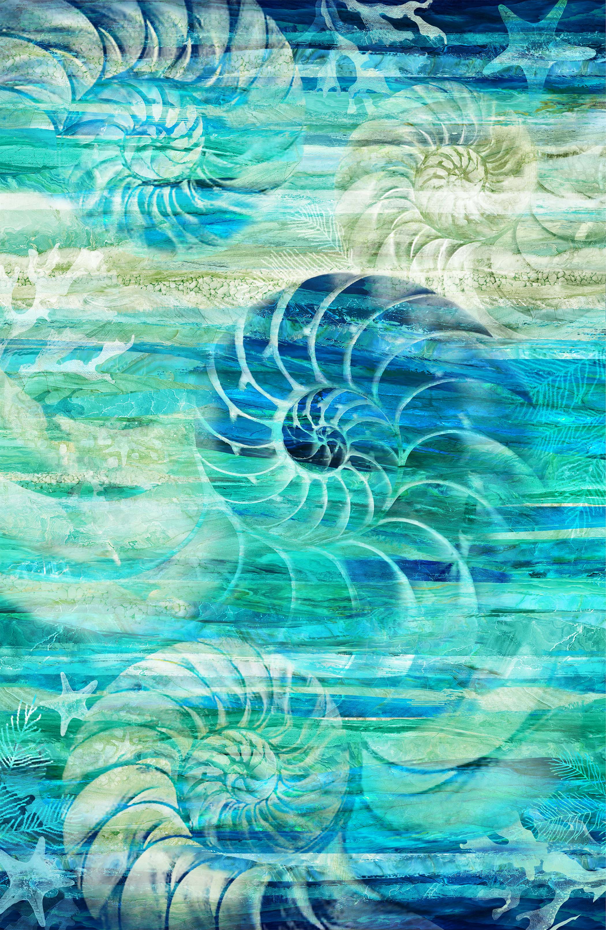 Vitamin Sea 100% Cotton Fabric from Northcott DP24516-66 - Panel 30 x 43 inches