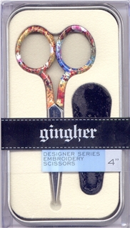 Gingher 4 inch Designer Elena Embroidery Scissors with Leather Sheath