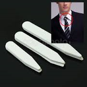 Collar Stays -20 Collar Stays - Plastic, White, Round Edge with Point - 2 inch long