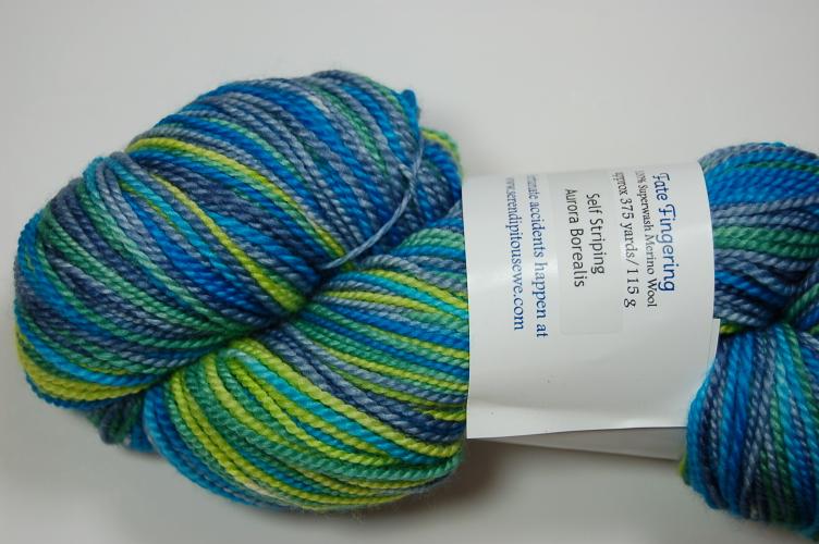 Serendipitous Ewe Fate Fingering Sock Yarn #110 Aurora Borealis Self Striping