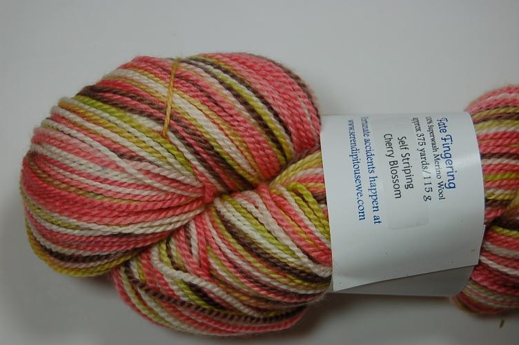 Serendipitous Ewe Fate Fingering Sock Yarn #104 Cherry Blossom Self Striping