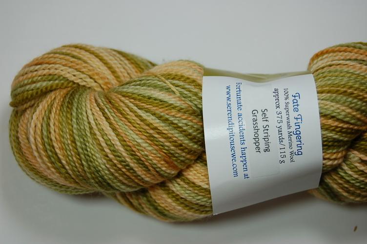 Serendipitous Ewe Fate Fingering Sock Yarn #107 Grasshopper Self Striping