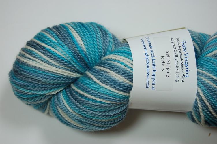 Serendipitous Ewe Fate Fingering Sock Yarn #102 Iceberg Self Striping