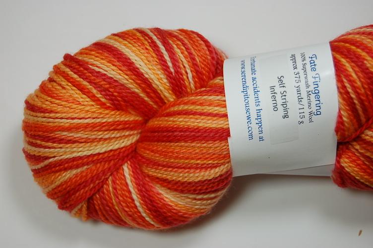Serendipitous Ewe Fate Fingering Sock Yarn #101 Inferno Self Striping