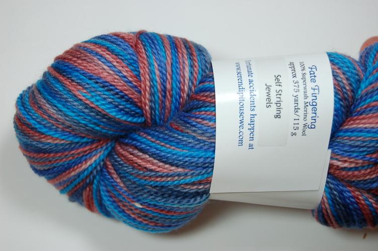 Serendipitous Ewe Fate Fingering Sock Yarn #109 Jewels Self Striping