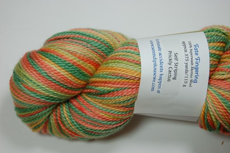 Serendipitous Ewe Fate Fingering Sock Yarn #103 Prickly Cactus Self Striping