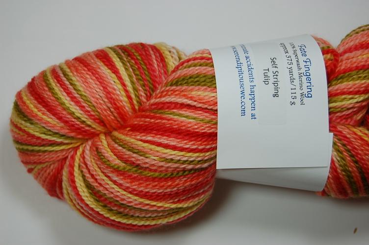 Serendipitous Ewe Fate Fingering Sock Yarn #105 Tulip Self Striping