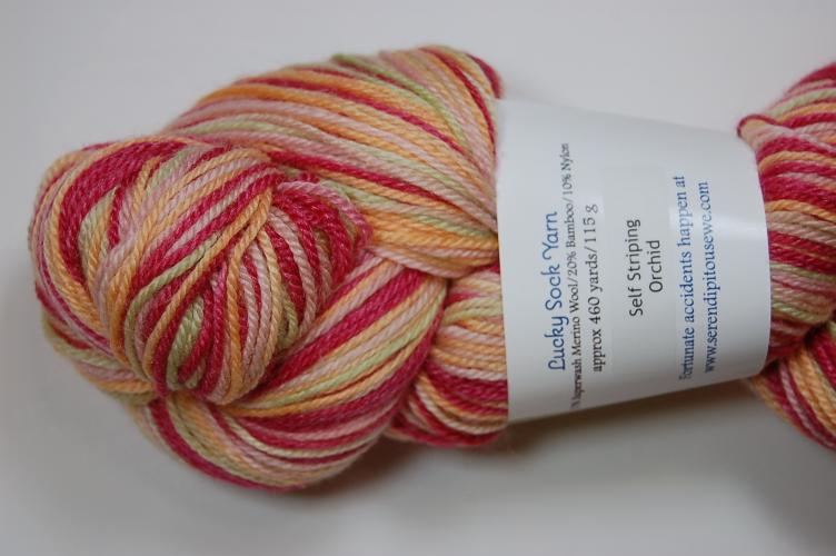 Serendipitous Ewe Lucky Sock Yarn #111 Orchid Self Striping
