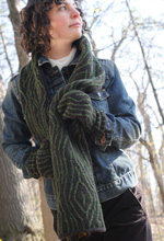 Twist Collective Faux Bois Scarf and Mitten Kit designed by Adrian Bizilia