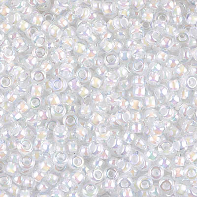 8-284 - 8/0 White Lined Crystal AB Miyuki Seed Bead - 10 grams