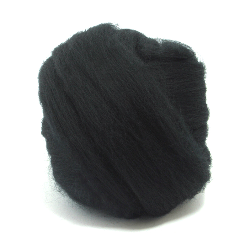 23 Micron Superfine Dyed Merino Combed Top  - 115 g (4 oz) - Black 47