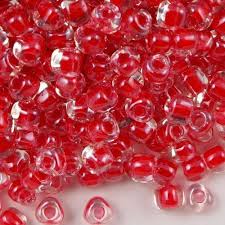8/0 Red Lined Crystal Seed Bead - 10 grams
