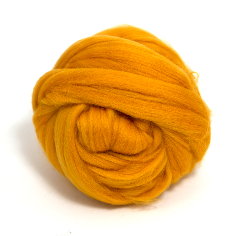 23 Micron Superfine Dyed Merino Combed Top ARM Knitting Yarn - 1 lb - Marigold 20