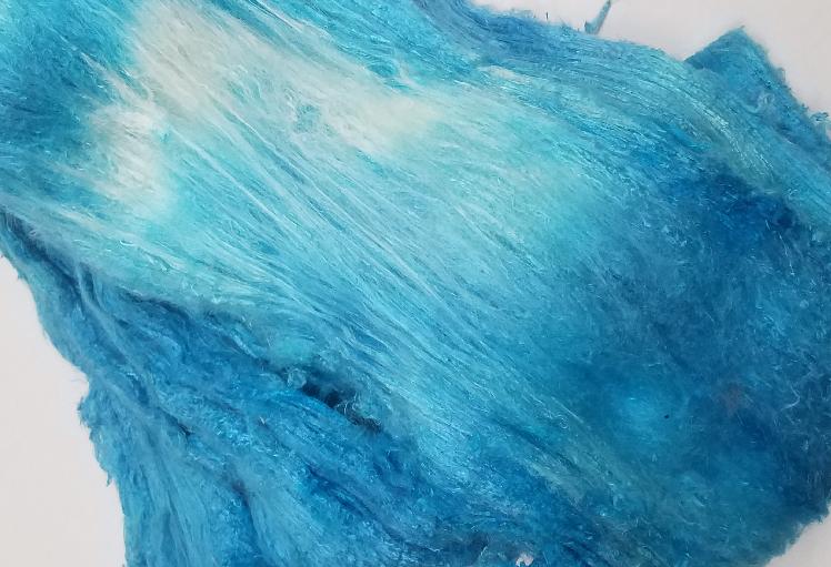 Bewitching Fibers Hand-Painted Mulberry Silk Lap per Ounce - Aqua