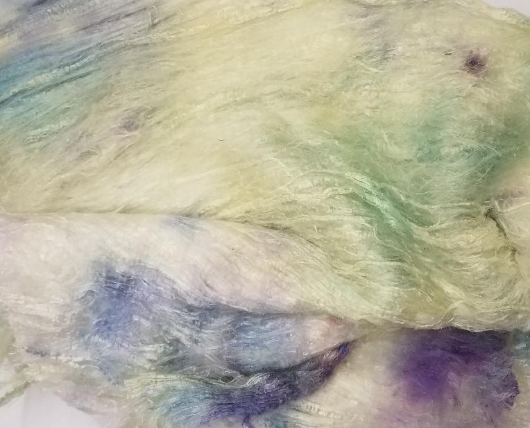 Bewitching Fibers Hand-Painted Mulberry Silk Lap per Ounce - Spring Meadow