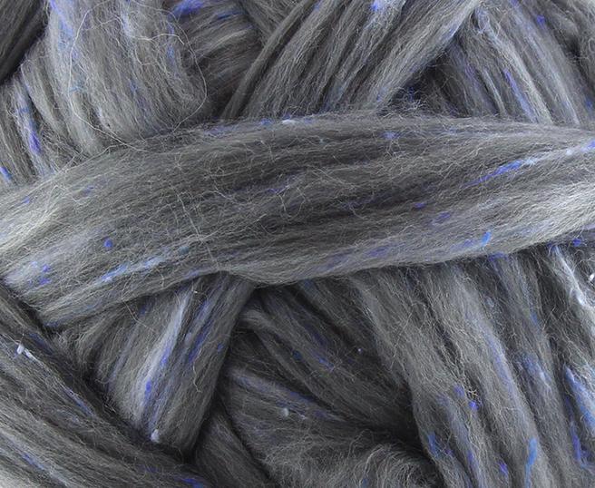 Tweed Blend Top Spinning Fiber - 34% Tweed, 33% Merino, 33% Bamboo - Glacier