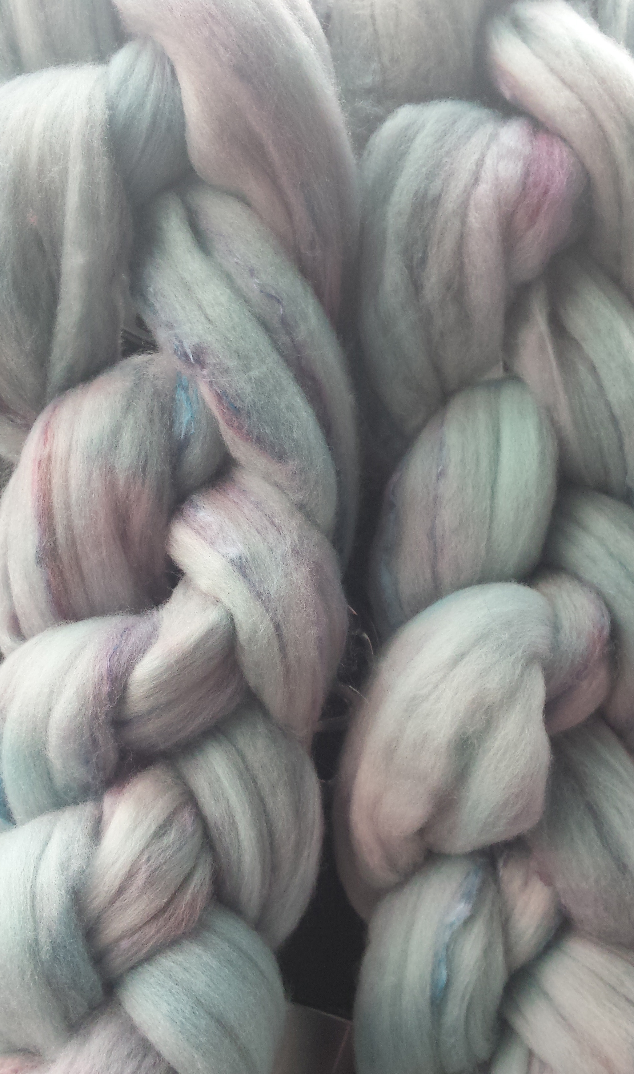 My Special Blend - 50/50 Mulberry Silk and 18.5 Micron Merino Top Hand Painted by Bewitching Fibers - 100 g (3.5 oz) Ice, Ice Ba