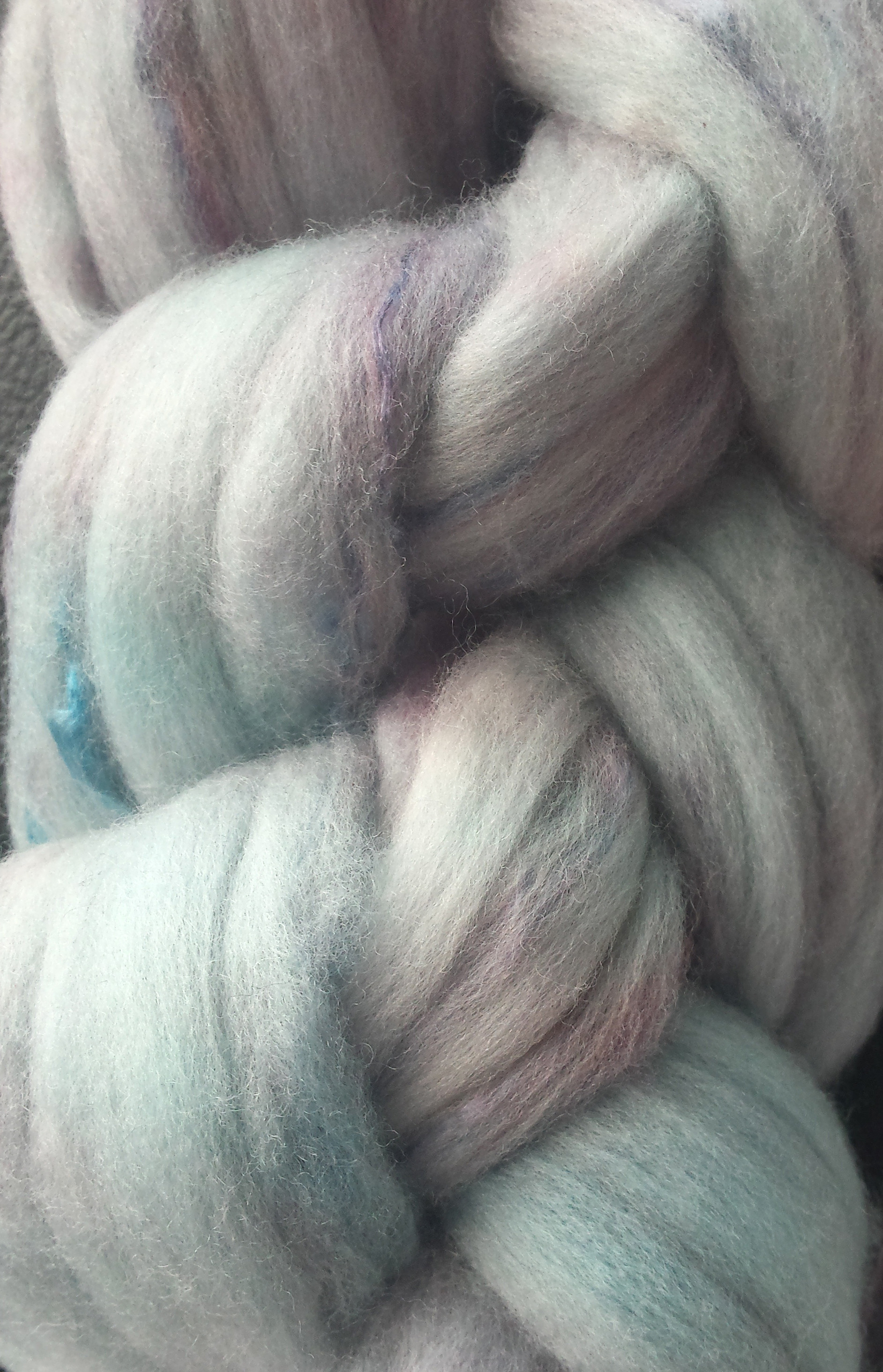 My Special Blend - 50/50 Mulberry Silk and 18.5 Micron Merino Top Hand Painted by Bewitching Fibers - 100 g (3.5 oz) Ice, Ice Ba