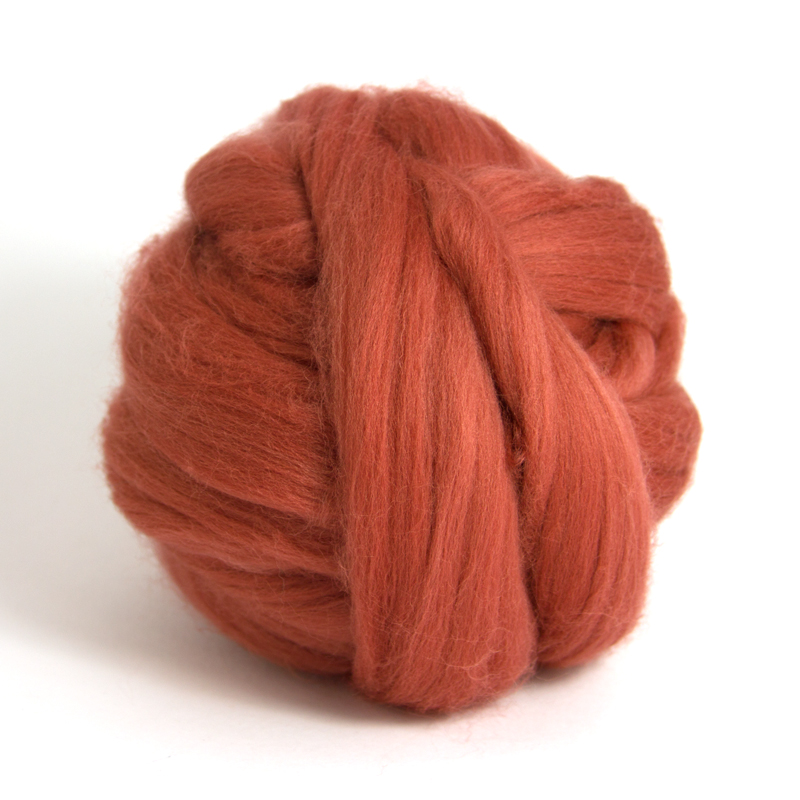 23 Micron Superfine Dyed Merino Combed Top - 115 g (4.0 oz) - Terracotta 80