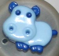 #231186 18mm Novelty Button by Dill - Blue Hippo