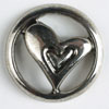 #290354 Full Metal 18mm Antique Silver Heart Button by Dill