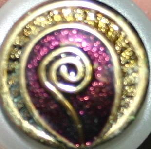 #330207 Full Metal 18mm (2/3 inch) Red / Gold Fiddlehead Button by Dill