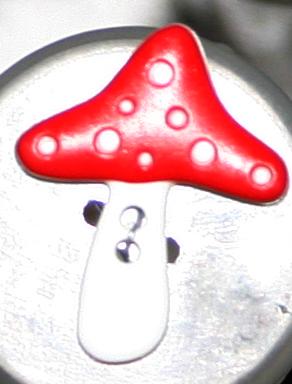 #330759 25mm (1 inch) Novelty Button by Dill Red Mushroom