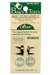 Clover #6241 Magnet Tote Bag Closures Black/Nickel 1/2 inch