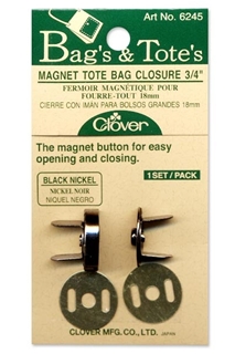 Clover #6245 Magnet Tote Bag Closures Black/Nickel 3/4 inch