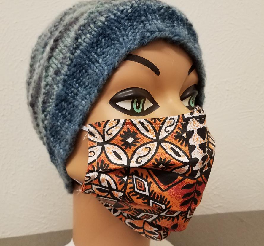 Hand Made Face Mask - Orange Tribal