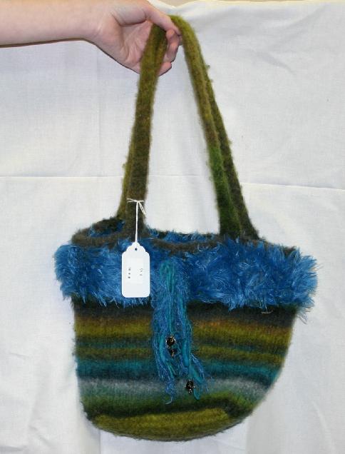 Hand Knit Garment GFB-062 - Felted Bag - Wool and Novelty