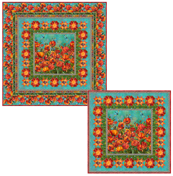 Explosion of Poppies PTN-3117 Quilt Pattern using Charisma Fabric Collection