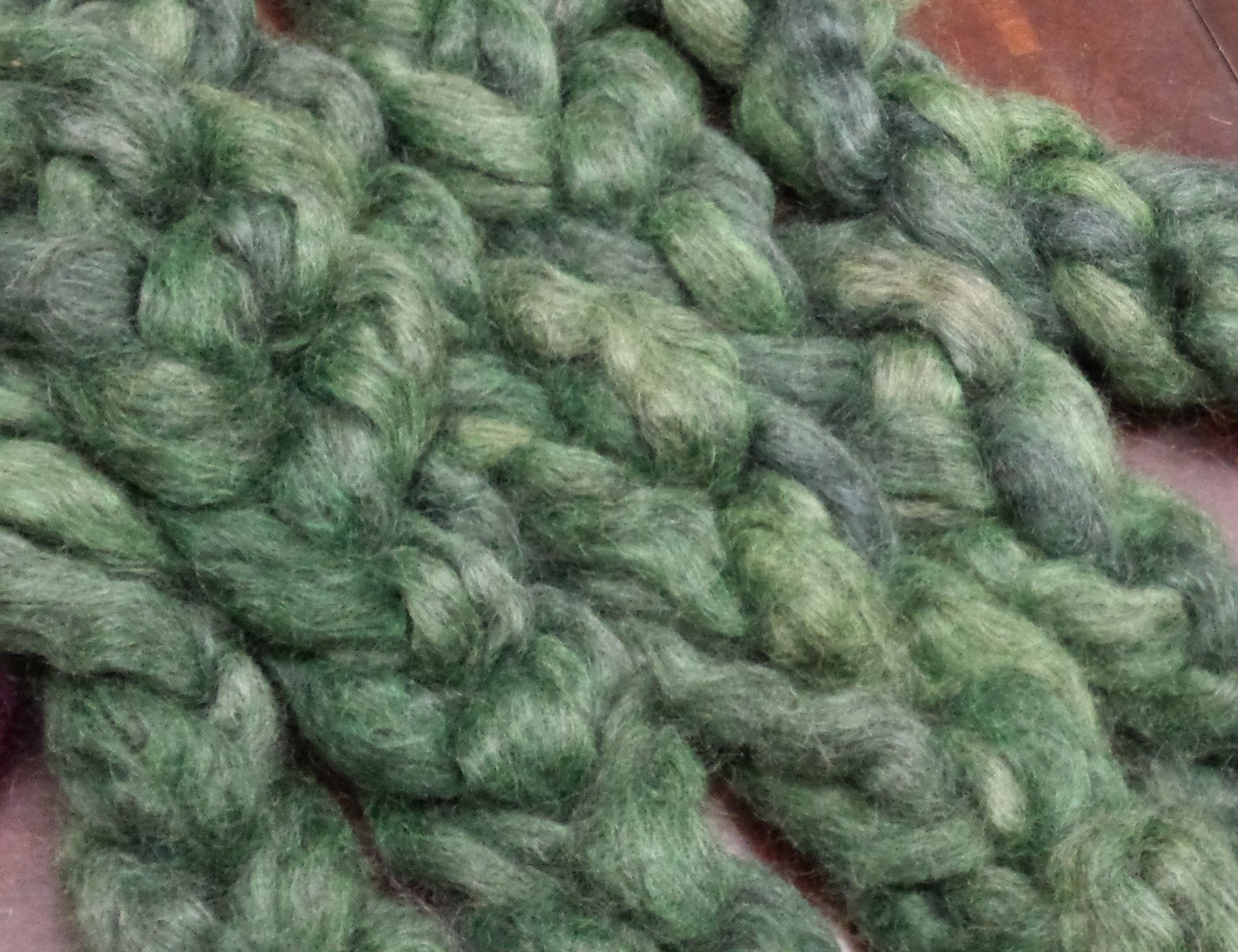 Bewitching Fibers Hand Dyed Gotland Lambswool Combed Top - 3.5 oz - Greens Bewitching Fibers Hand Dyed Gotland Lambswool Combed Top - 3.5 oz - Greens