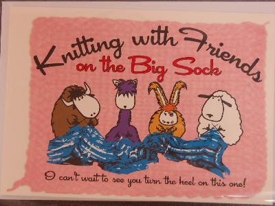 Knitting With Friends Greeting Card - Big Sock Turn The Heel