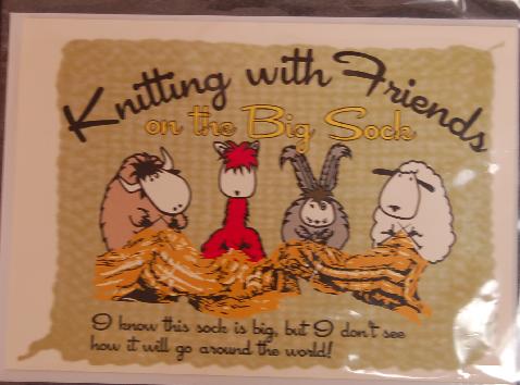 Knitting With Friends Greeting Card - Big Sock Round The World