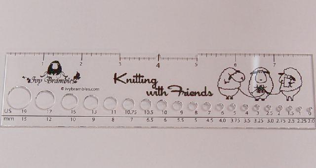 Knitting With Friends Needle Gauge - Knit 2 Tog...