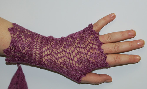 Ivy Brambles Silk Lacy Fingerless Gloves Trellis Pattern