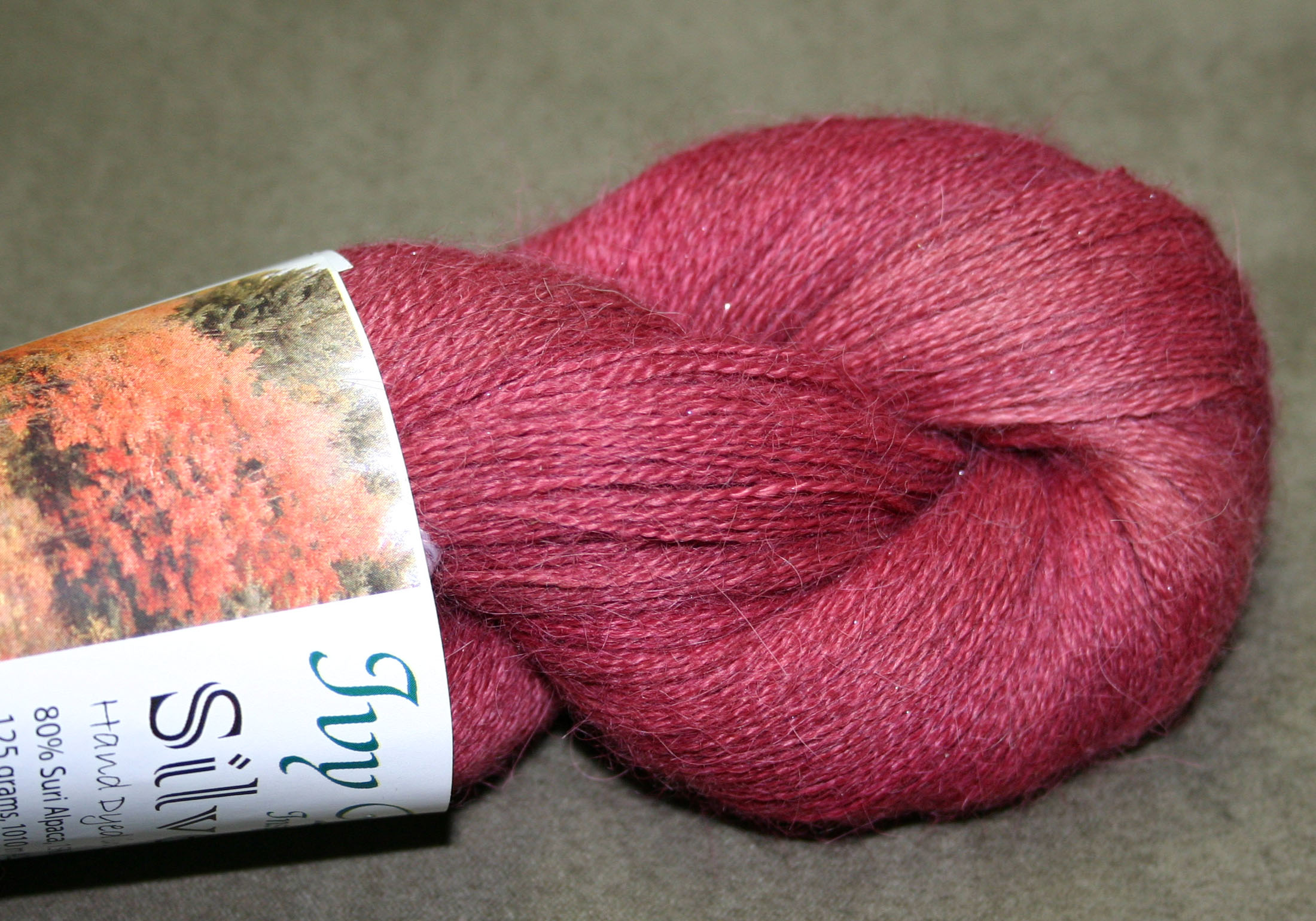 Ivy Brambles Silver Cloud Suri Alpaca Glitter Lace Yarn - 126 Autumn Flame