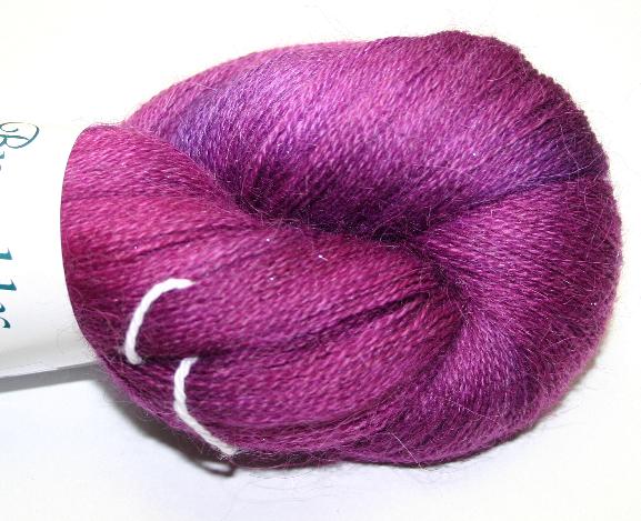 Ivy Brambles Silver Cloud Suri Alpaca Glitter Lace Yarn - 120 Petunias