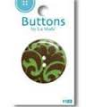 #1162 La Moda Buttons - 1 3/8 inches Round Button - Brown with Green