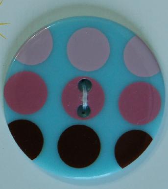 #3212 Confetti Buttons - 1 3/8 inches Round Button - Light Blue with Polka Dots