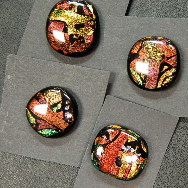 Cheryl Kumiski Fused Glass Button 1-Inch Fall Colors
